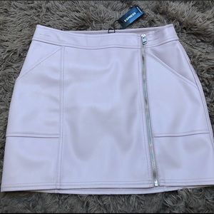 Express pink faux leather zippered mini skirt